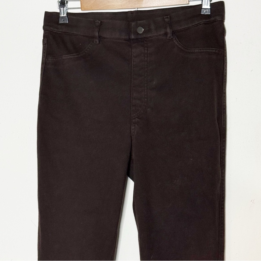 Uniqlo Heattech High Rise Pull-On Brown Denim Pants Size L Minimalist Skinny Fit - Picture 3 of 7